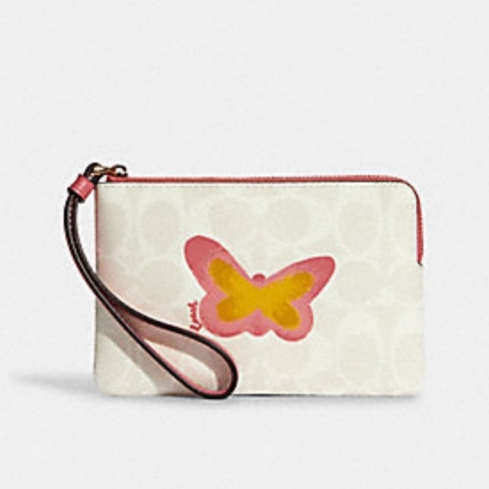 Coach Signature Canvas Wristlet with Butterfly Accent - Picture 7 of 11